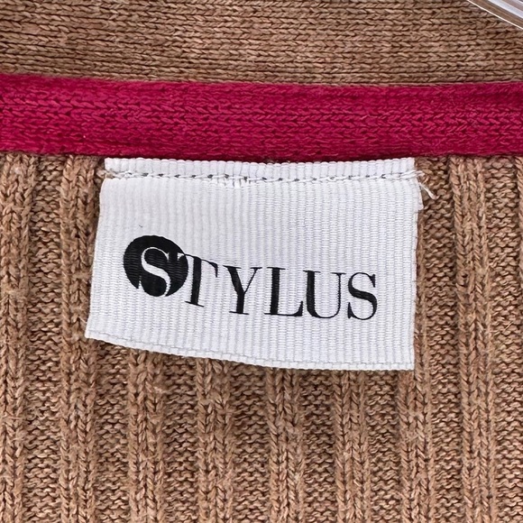 Stylus Lightweight Ribbed Brown Long Cardigan Medium - Picture 4 of 7